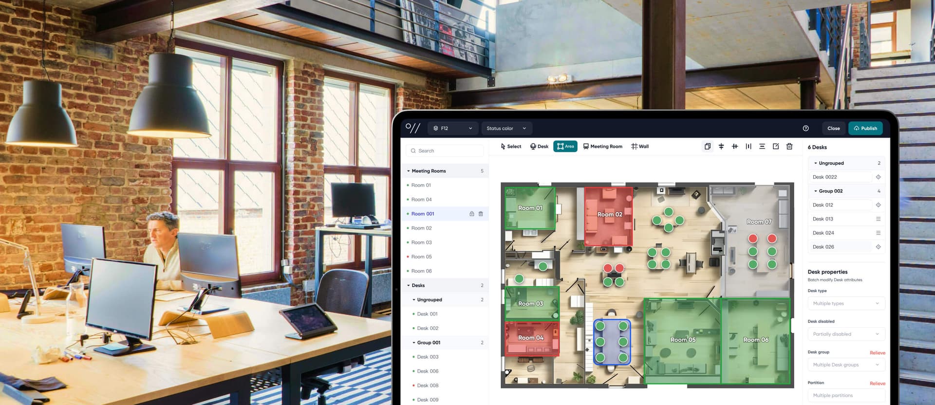 Manage your workplaces visually with interactive Floor Map Editor